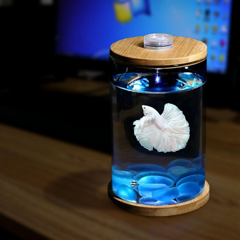 迷你小鱼缸创意斗鱼专用缸小型造景生态瓶家用客厅办公室圆型鱼缸