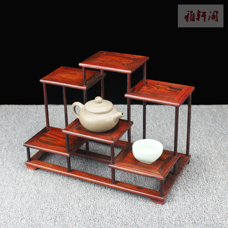 红酸枝中式紫砂壶茶具博古架展示架置物架工艺品盆景摆件实木架子