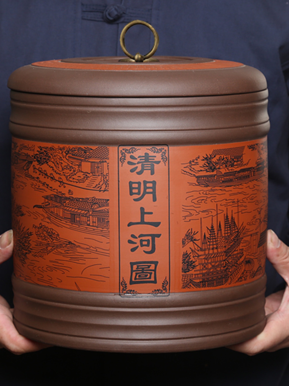 紫砂茶叶罐大号七子饼普洱茶缸密封醒茶罐子防潮竹节茶盒储存茶罐