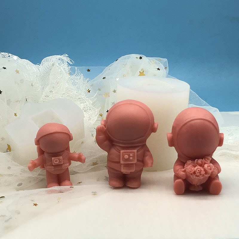 跨境 宇航员系列香薰蜡烛硅胶模具diy扩香石膏摆件太空人冰块模具