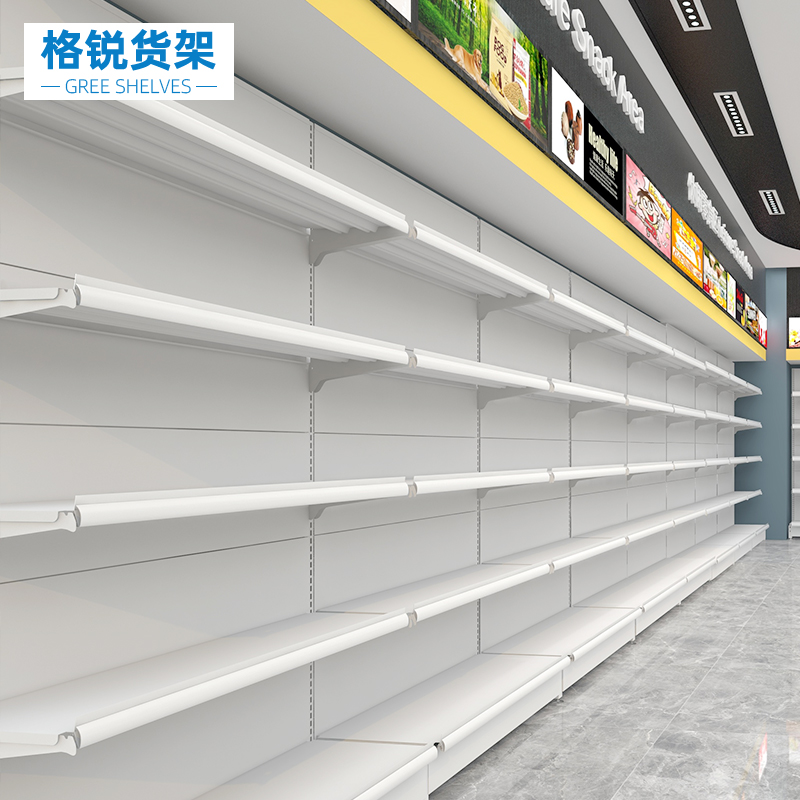 白色超市货架展示架便利店多层小卖部置物架商店靠墙单双面架子