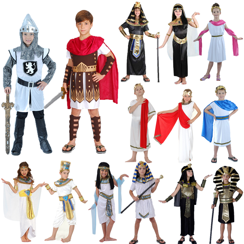 儿童节cos表演服装 男罗马武士王子战士女古埃及希腊公主骑士衣服