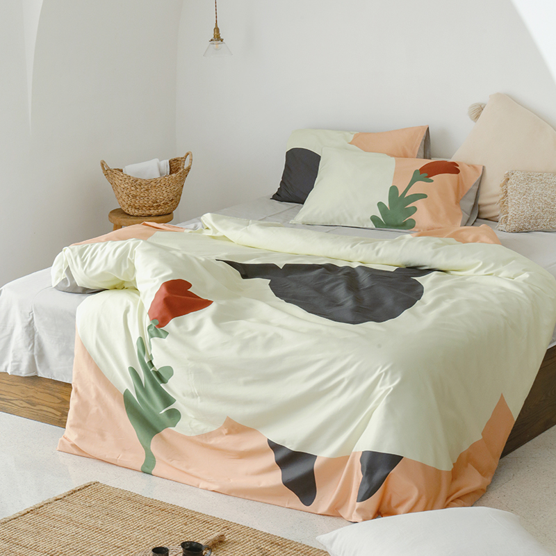 LIHOME 原创设计60支长绒棉纯棉床单被套简约卡通床上四件套ins风