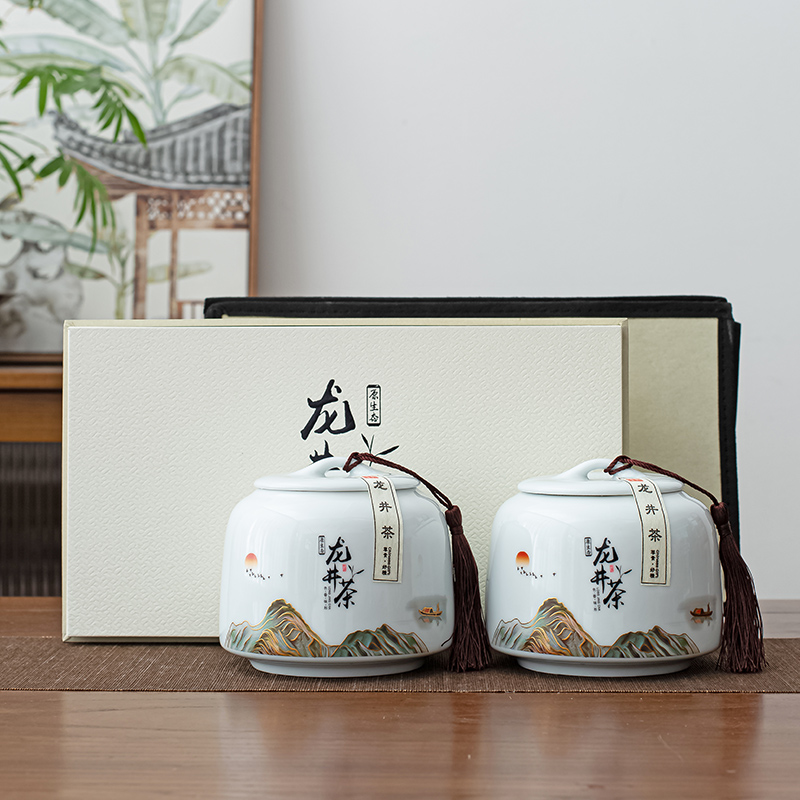 高档明前龙井茶礼盒空盒半斤装陶瓷茶叶罐绿茶包装盒空礼品盒定制