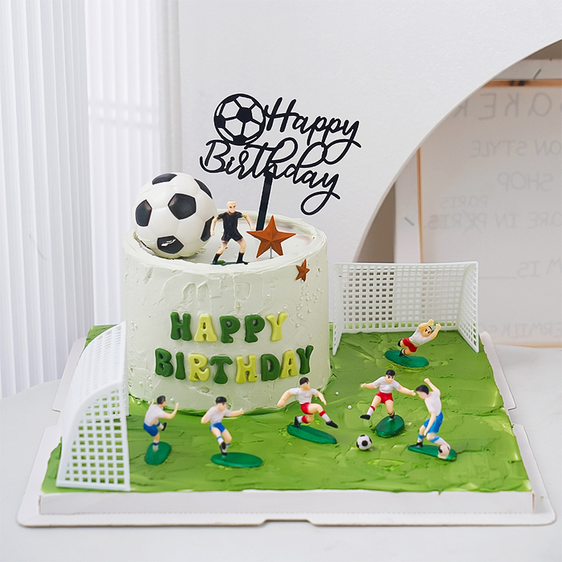 网红足球主题生日蛋糕装饰踢球小将足球小子套装摆件男生烘焙插件