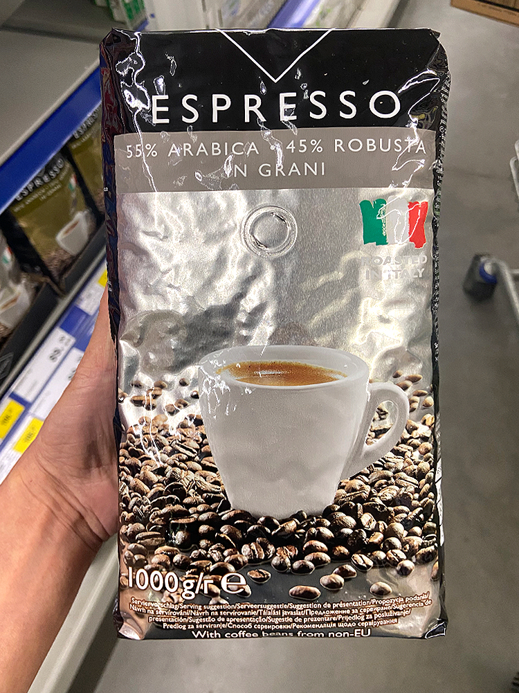 麦德龙代购意大利原装进口RIOBA瑞吧银装咖啡豆1kg阿拉比卡烘焙