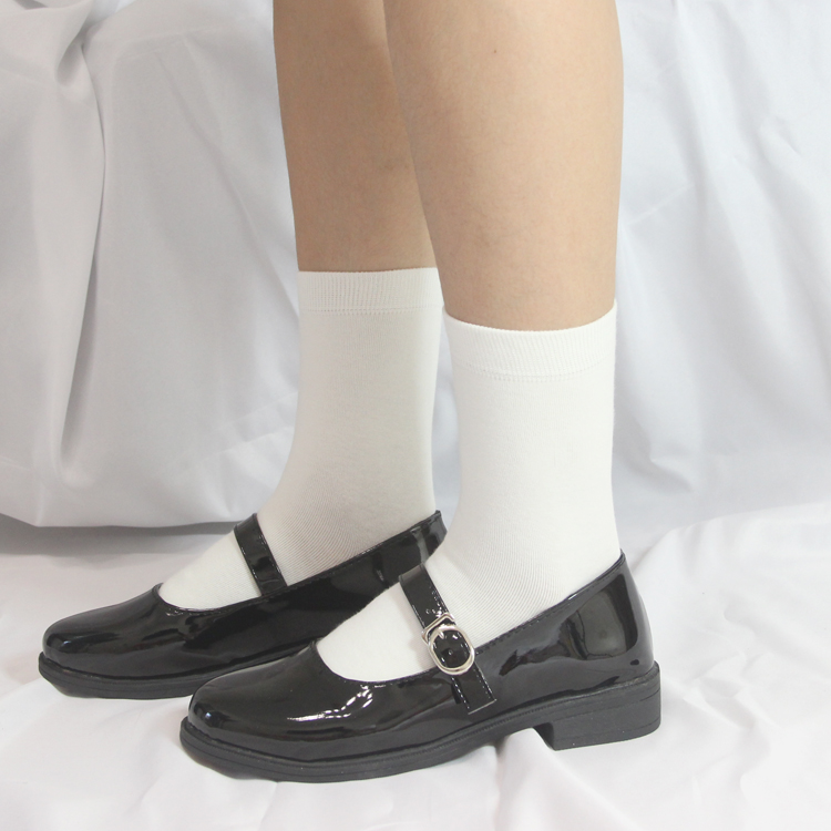 日系纯色女棉短袜子学生袜JK制服奶白半截小腿中筒靴袜潮堆堆袜