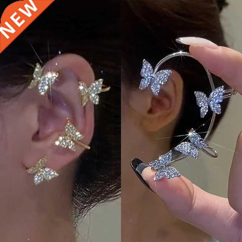 Shining Zircon Butterfly Ear Cuff Earrings for Women Girls F