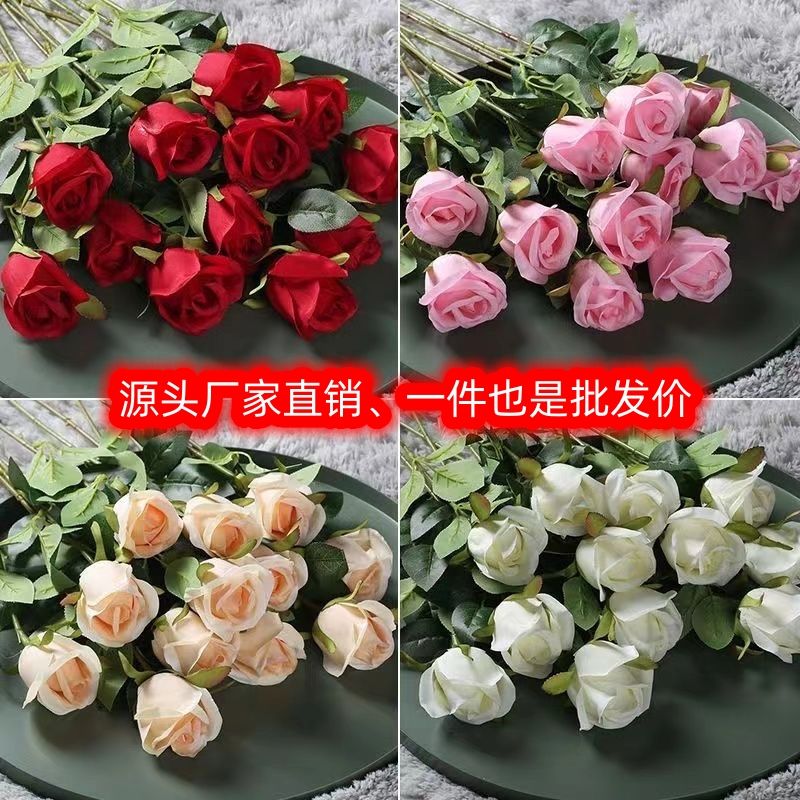 仿真花雪山玫瑰客厅装饰单支设娟花卧室布置婚礼花束玫瑰塑料假花