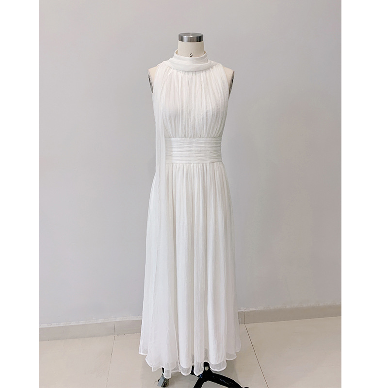 衣阁里拉早春新品白色优雅设计感长裙法式复古宴会礼服长裙高级感