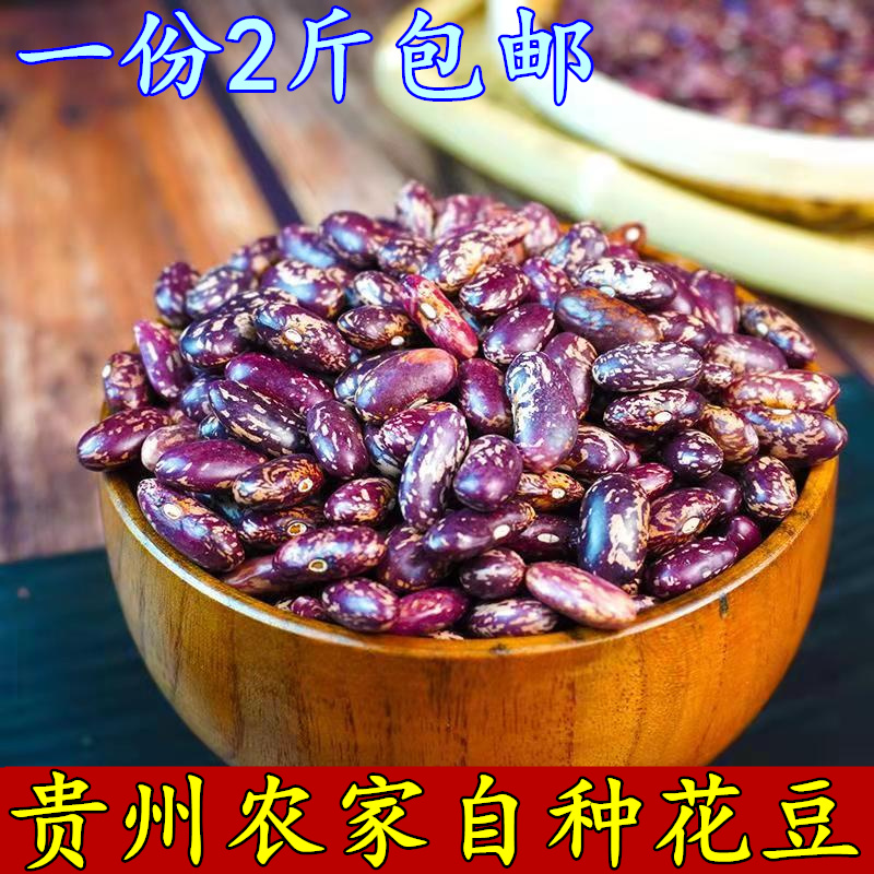 贵州特产 新货精选花豆红饭豆腰豆紫花芸豆花红豆四季豆生豆子2斤