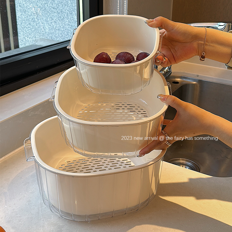 双层洗菜盆沥水篮厨房家用客厅茶几塑料水果果盘篮子盆子淘菜盆篮