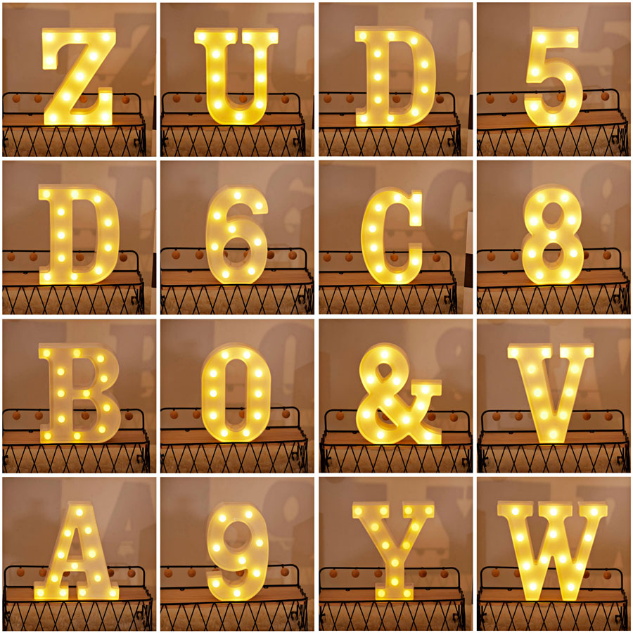英文造型灯520数字发光灯儿童房生日礼物表白LOVE字母新年快乐灯