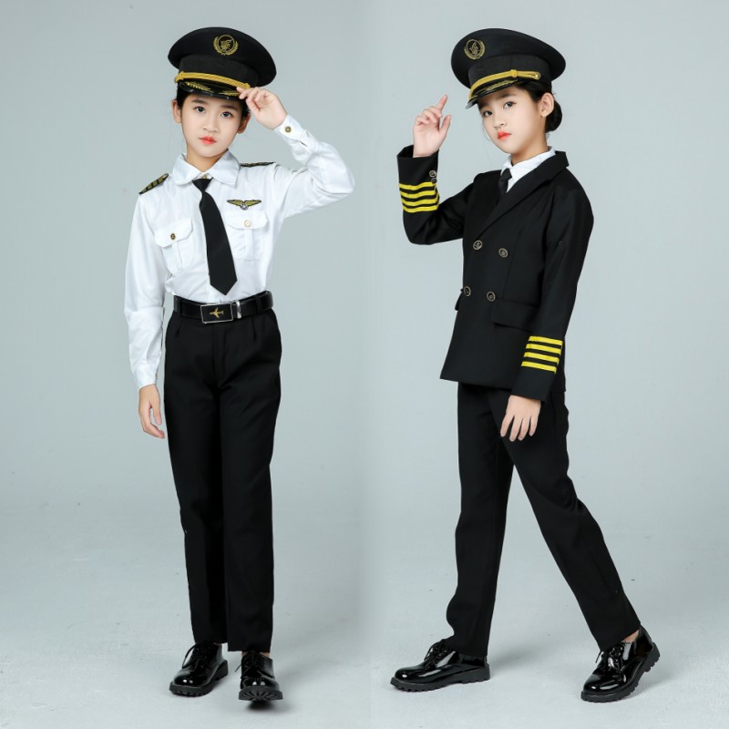 儿童机长制服航空机师乘务员飞行员服装高铁路空姐走秀男女童表演