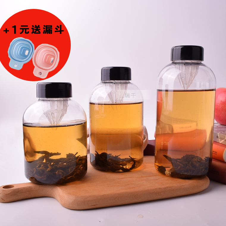 创意萌萌水果茶奶茶400ML大口饮料PET瓶子网红一次性酵素果汁花茶