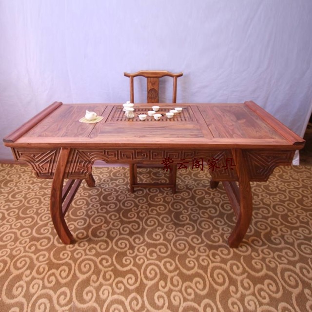 特价仿古家具中式实木餐桌马鞍桌功夫茶桌简约茶台榆木茶桌椅组合