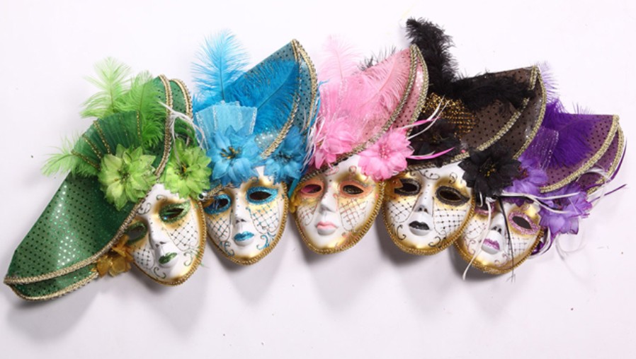 新款圣诞节威尼斯帽子彩绘高档华丽化妆舞会节日派对装饰鬼脸面具
