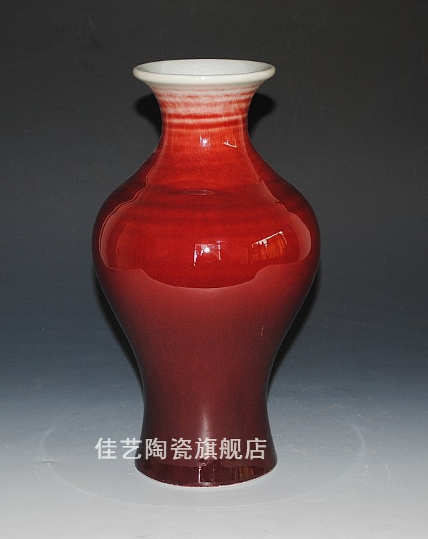 景德镇陶瓷器郎红花瓶居家装饰清同治馈赠礼品颜色釉中国红仿古瓷
