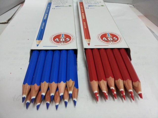 正品施德楼红蓝铅笔 可擦彩色铅笔 带橡皮14450 动漫彩铅