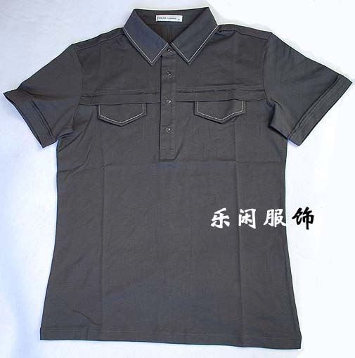 韩国精品男装短袖衫 时尚针织丝光纯棉商务休闲短袖T恤　
