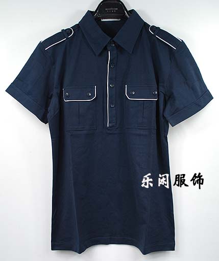 韩国男装短袖衫 时尚针织丝光纯棉商务休闲短袖黑色包边T恤 清仓