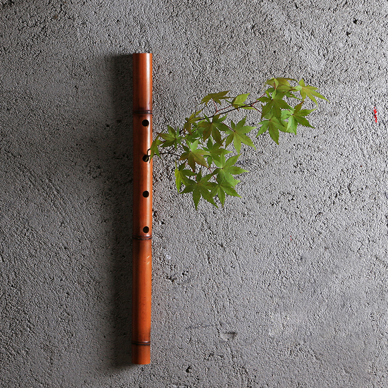 日式竹笛花插 壁挂式仿古中式花器 创意竹筒花入花架家居墙面装饰