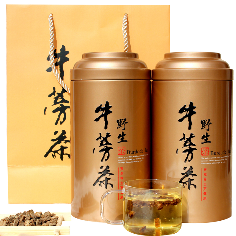 买5送1得利来斯 【野生黄金牛蒡茶】牛榜圆片茶250克/铁罐装