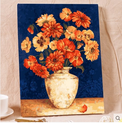 自油自画 立体数字油画diy手绘客厅欧式油彩画花卉 填色装饰画