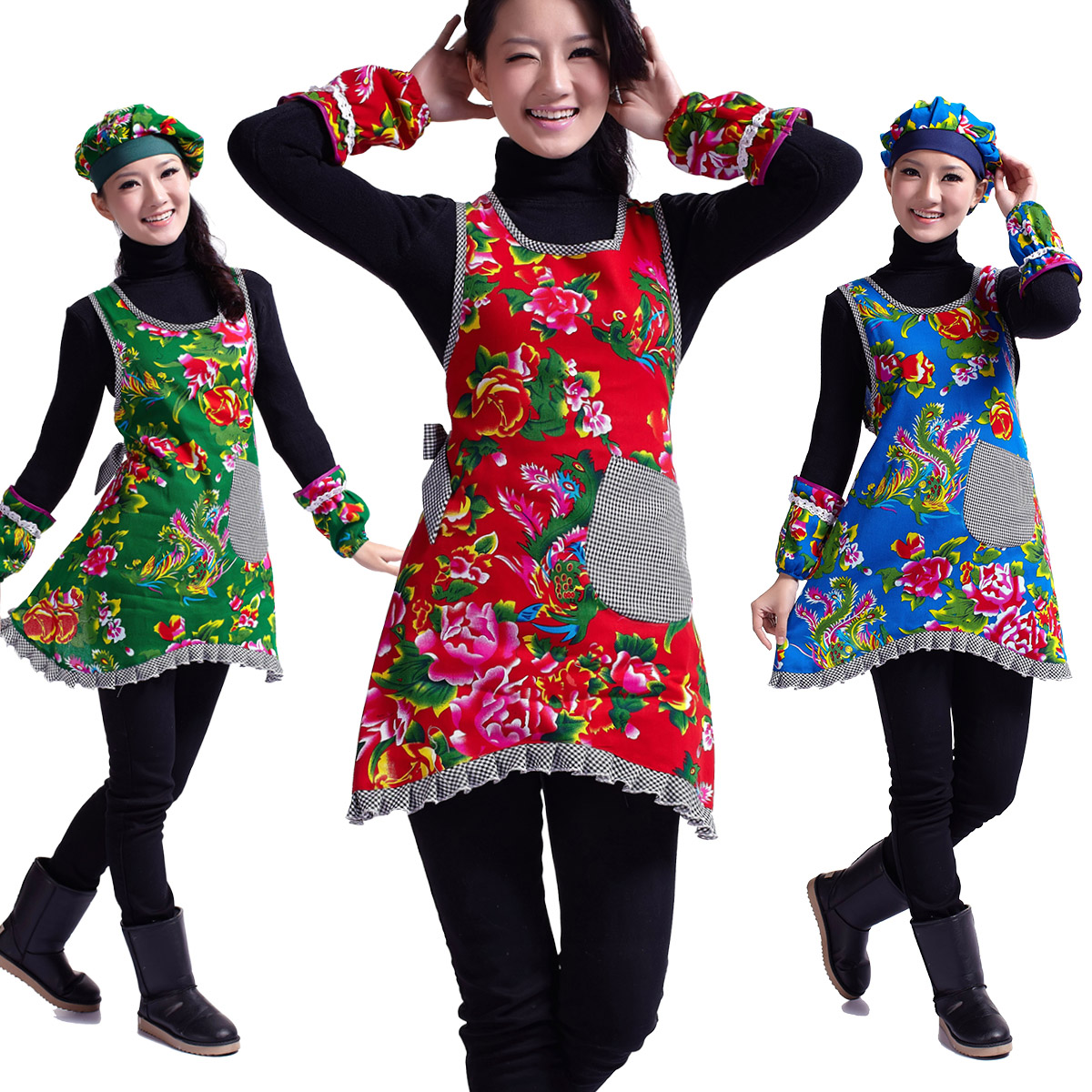 七之莲家居个性围裙创意 棉质花布简约时尚厨房餐厅服务员围裙女