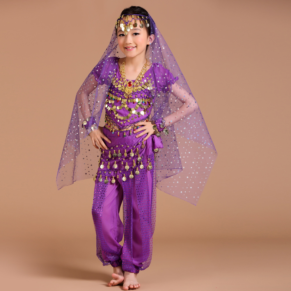 新款 儿童肚皮舞演出服 少儿印度舞套装服装女童舞蹈服短袖亮点裤