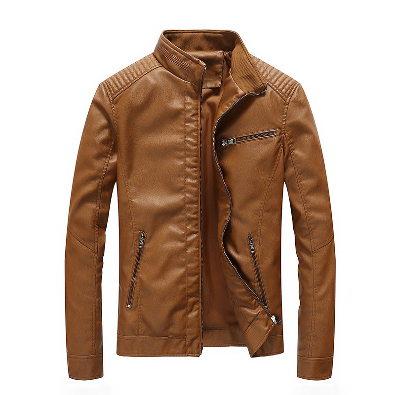 Foreign men's new PU leather jacket and male washing