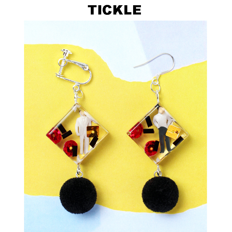 tickle原创设计手作个性艺术无耳洞日韩耳夹耳环耳饰女 925纯银