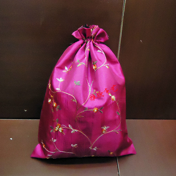 丝绸绣花大布袋布艺收纳袋子圣诞节礼品袋包装袋定做logo
