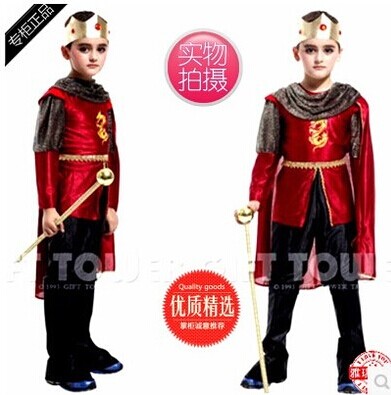 万圣节儿童国王男王子表演服装cosplay化妆舞会演出服送权杖
