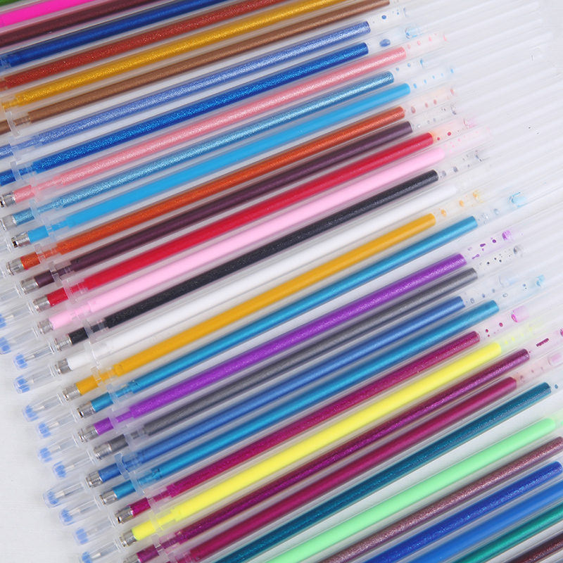 12 24 36 100彩色中性笔芯绘画替芯闪光笔芯高光粉彩荧光金属手账