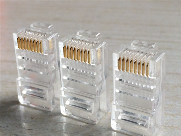 腾达镀金纯铜三叉超五类非屏蔽网络水晶头RJ45网线水晶头8P8C网络
