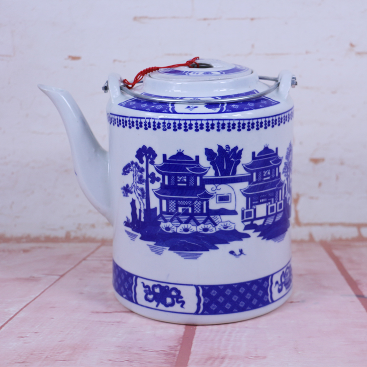 景德镇大号青花瓷冷水壶提梁泡茶壶家用瓷器茶壶陶瓷大容量凉水壶