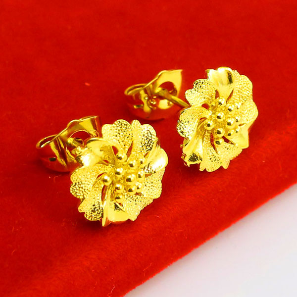 千影珠宝 黄金耳钉耳环G18K金结婚首饰大花朵饰品送朋友生日礼物