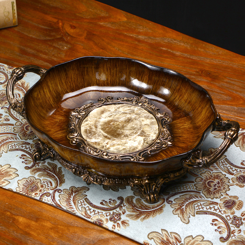 欧式复古水果盘客厅茶几装饰品创意家用干果盘样板房软装品摆件