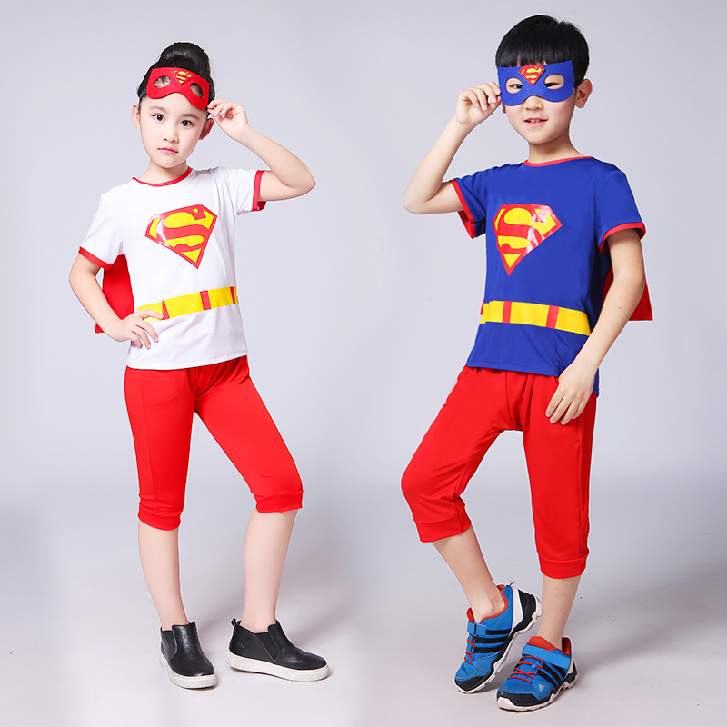 六一儿童服装超人cospaly化妆舞会男女演出服衣服披风套装夏款