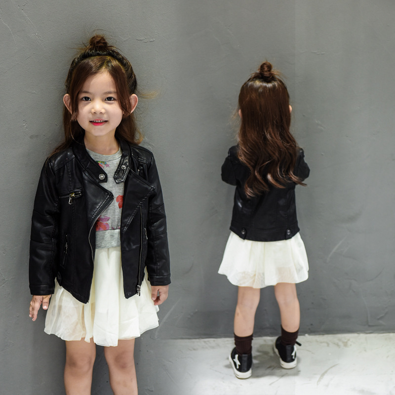 儿童童装2020春装里布加厚时尚韩版机车男童女童保暖潮皮夹克外套