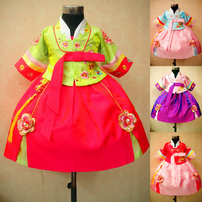 儿童礼服公主裙女童韩服朝鲜族花童婚纱裙子六一儿童民族演出服