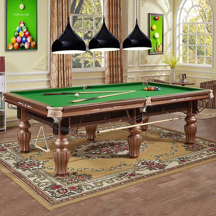 莱爵黑8台球桌高档全新实木美式黑八标准成人比赛家用两用台球桌