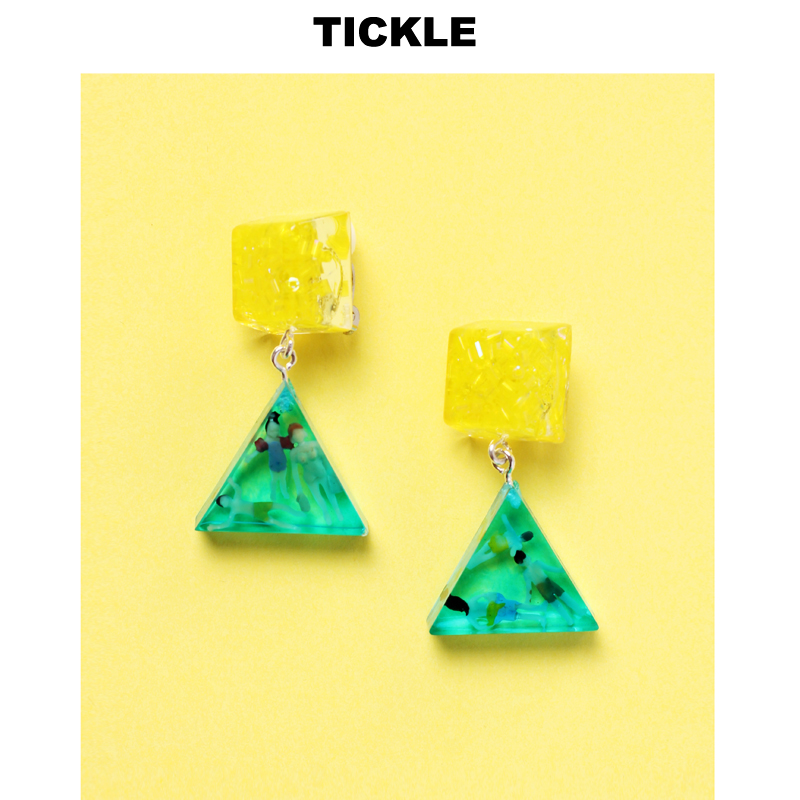 tickle原创设计几何简约手作艺术度假创意耳环无耳洞耳饰耳夹耳钉