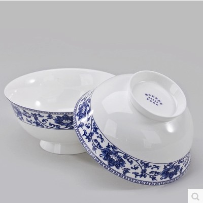 釉中彩青花瓷餐具创意陶瓷米饭碗景德镇4.5寸5寸6寸骨瓷高脚面碗