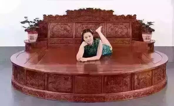 缅甸花梨大果紫檀大圆床中式古典家具实木公主床婚床红木家具床铺
