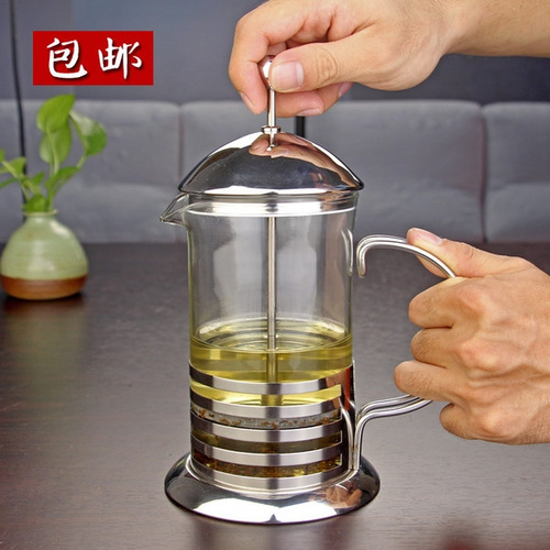 不锈钢咖啡壶法压壶泡茶壶玻璃过滤杯冲茶器美式家用办公室新款