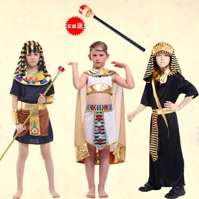万圣节儿童服装演出衣服古埃及小王子法老衣服 cos埃及小武士
