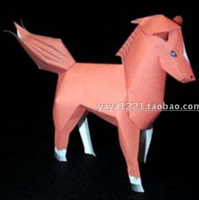 满48包邮儿童亲子手工劳动动物小马驹3D立体纸模型DIY非成品