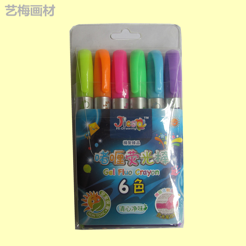 6色啫喱荧光棒透明果冻色6色荧光笔学生用标记笔彩色记号笔套装